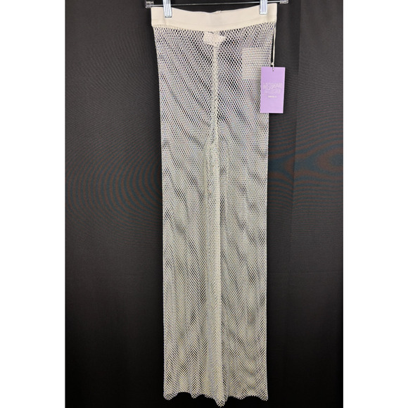 Forever 21 Rhinestone Straight Pants | Women’s Small | White Mesh NWT - Picture 1 of 8